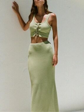Sabo Skirt Light Green Knit Maxi Skirt